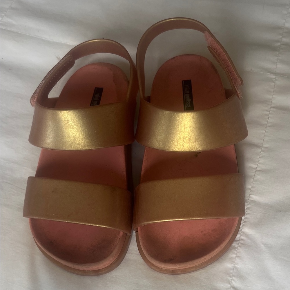 Mini Melissa Gold and Pink Sandals